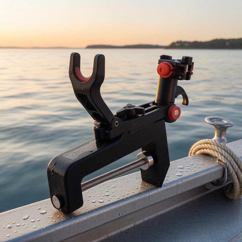 Boat Rod Holder with Clamp Degree Adjustable Positioning Hands Free for Anglers