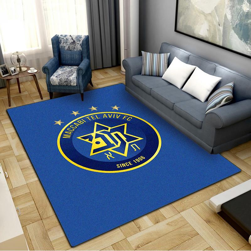 Tappeto Maccabi Tel Aviv FC per Soggiorno Camera da Letto Casa Decorazione Divano, Tappetino Antiscivolo per Giochi Bambini