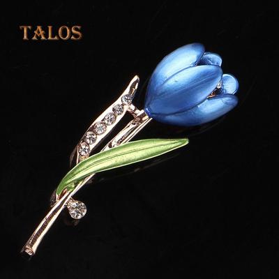 Mode Dame Tulpe Brosche Kristall Stein Dekor Blume Pin Elegante Anzug Breastpin Dekoration