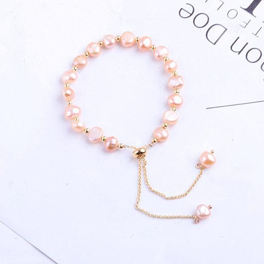 Pulseira de Charme com Mão de Pérola Branca Totalmente Bordada com Cristais para Meninas Nova Estilo Coreano Pulseiras com Contas de Pérola Barroca para Mulheres