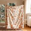 [2D FLAT PRINTING] 1pc Watercolor Forest Deer Fox Squirrel Mushroom Full Print Theme Fleece Blanket - Large Size, Soft, Lightweight, And Warm, Suitabl