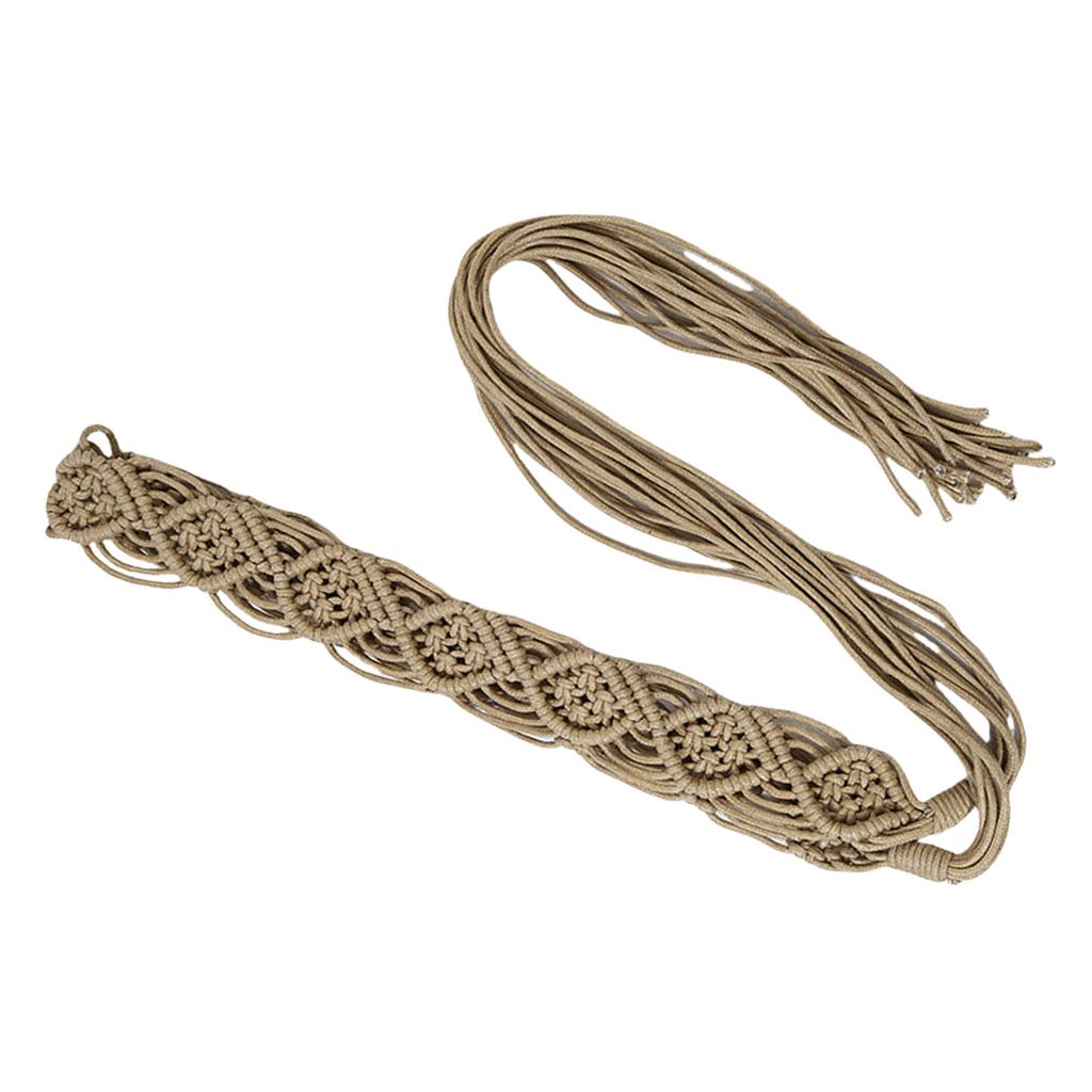 Women Decorative Wax Rope Belt Bohemian Fringed Belt Girl Dress Accessories Ethnic Waiststrap Female Waist Ornament