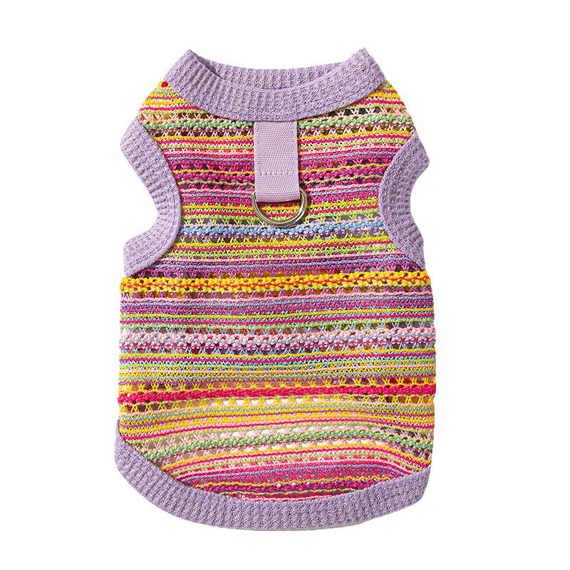 Multi-color Woven Hollow Dog Vest Teddy Bear Spring Summer Breathable Suspenders Medium and Large Dog Pet Dog Clothes