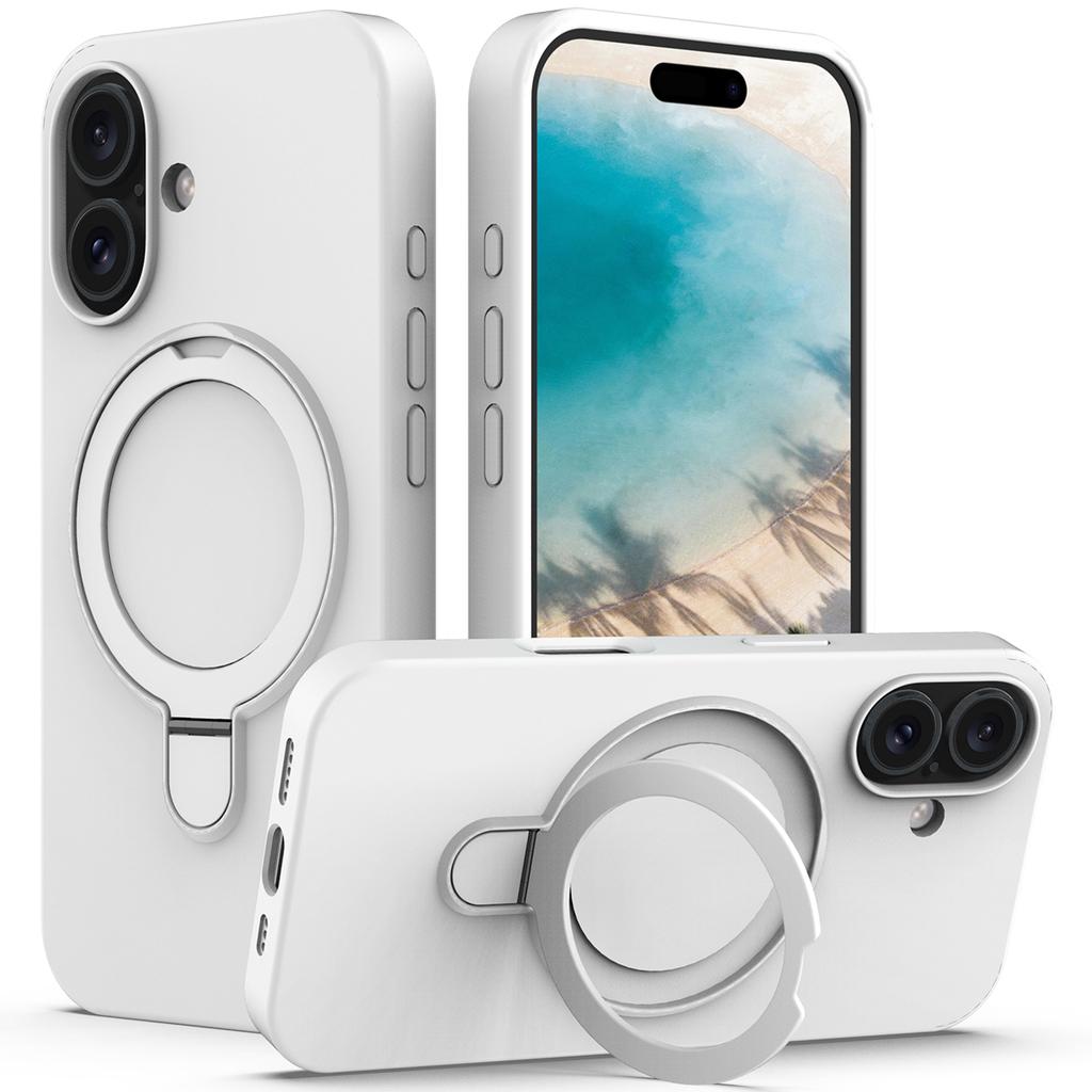 For iPhone 16 Case Compatible with MagSafe Kickstand PC+Silicone Phone Cover