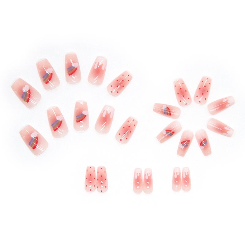 Dream sweet rainbow blush smudge nail piece fresh texture fake nail finished nail piece