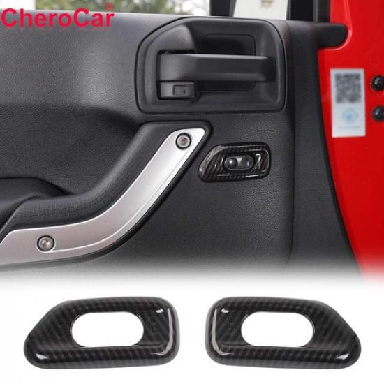 ABS Door Handle Lock Switch Button Cover for Jeep Wrangler JK 11-17 Carbon Fiber