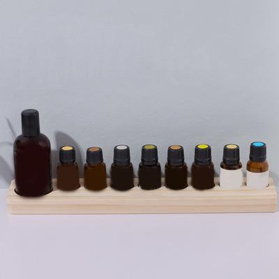 Suporte para óleos essenciais, display de mesa, multifuncional, economiza espaço, armazenamento premium, 9 furos, prateleira de armazenamento de frascos de perfume de madeira, organizador de maquiagem
