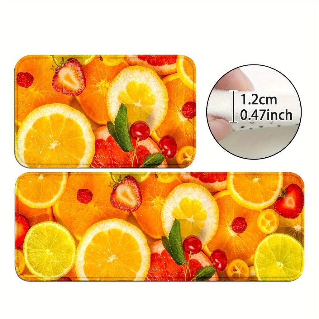 1Pcs Anti Fatigue Kitchen Rugs,  Luxury Fruit Print Waterproof Non-Slip Thick Cushioned Kitchen Mat Heavy Duty Comfort Standing Mat for Kitchen
