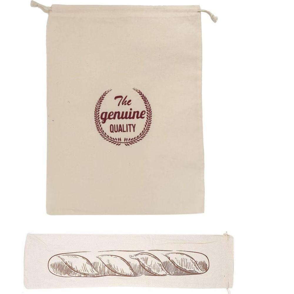 A reusable linen bread storage bag - an unbleached drawstring bag for the natural storage of homemade bread and pastries