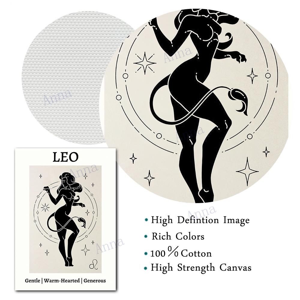 Retro 12 Zodiac Posters Capricorn Gemini Cancer Leo Libra Sagittarius Constellation Canvas Painting Wall Art Pictures Home Decor