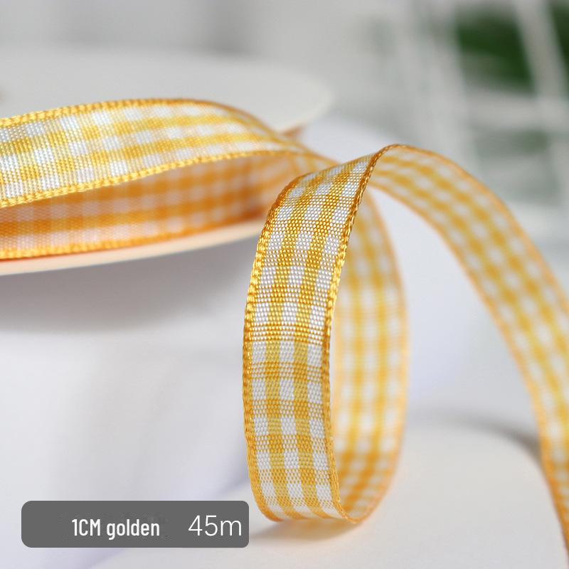 1cm Solid Color Plaid Ribbon for Cake Box Packaging and Decoration