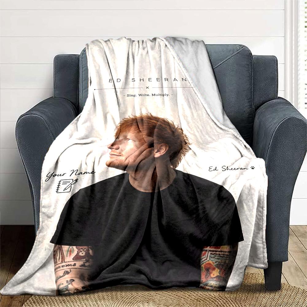 Sheeran Personalized Text Blanket Multi-purpose Customizable Blanket Soft Warm Cozy Great for Nap Picnics Bed Chair Ideal for All Seasons