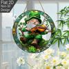 2D Flat St Patrick'S Day Gnome Fiddle Acrylic Decoration Sign, Shamrock Gnomes Design, Suitable for decoration, Wall, porch, Room, Villa, accents Home