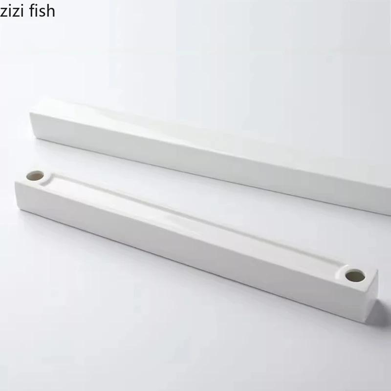 Pure White Ceramic Long Strip Plate Square Dessert Plate Sushi Plates Snack Plates Molecular Cuisine Specialty Tableware