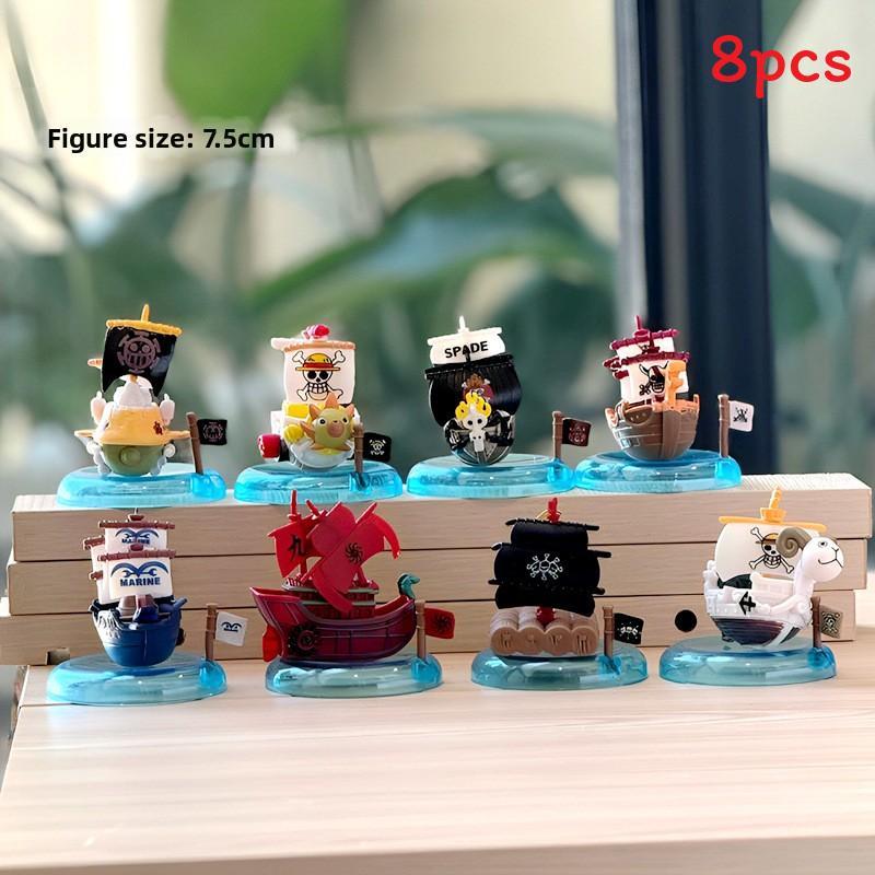 

One Piece Pirate Ship Model Set For Kids Pvc Collectible Figures Desk Decor Gift