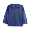 Women's Casual Fashion Lace Trim Denim Shirt - Elegant and Versatile