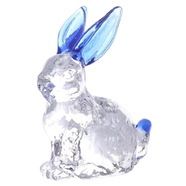 Crystal Glass Rabbit Statue Animal Figurines Desktop Ornaments for Home Garden синий