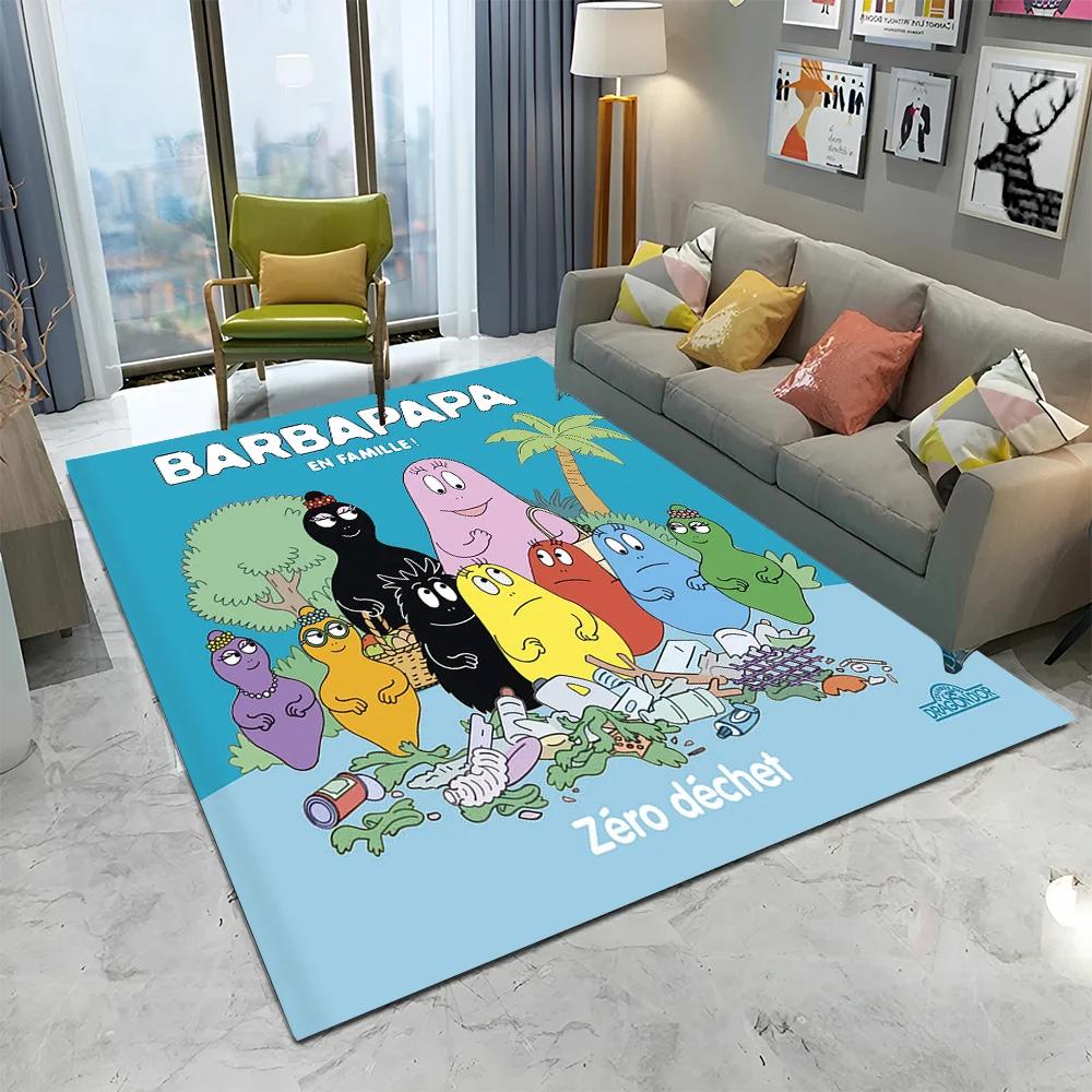 Tappeto Cartoon Anime Famiglia Barbapapa per Casa Soggiorno Camera da Letto Divano Zerbino Decorazione, Tappeto per Area Bambini Tappetino Antiscivolo