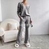 Cross-border Two-piece Set Women's 2025 Autumn New Fashion Casual Straight-leg Pants Temperament Loose V-neck Pit Strip Knitted Cover