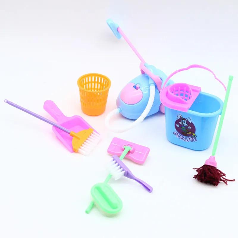 9PCS Mini Cleaning Tool Set - Adorable Dollhouse Accessories for Kids, BJD Doll Role Play Cleaning Supplies