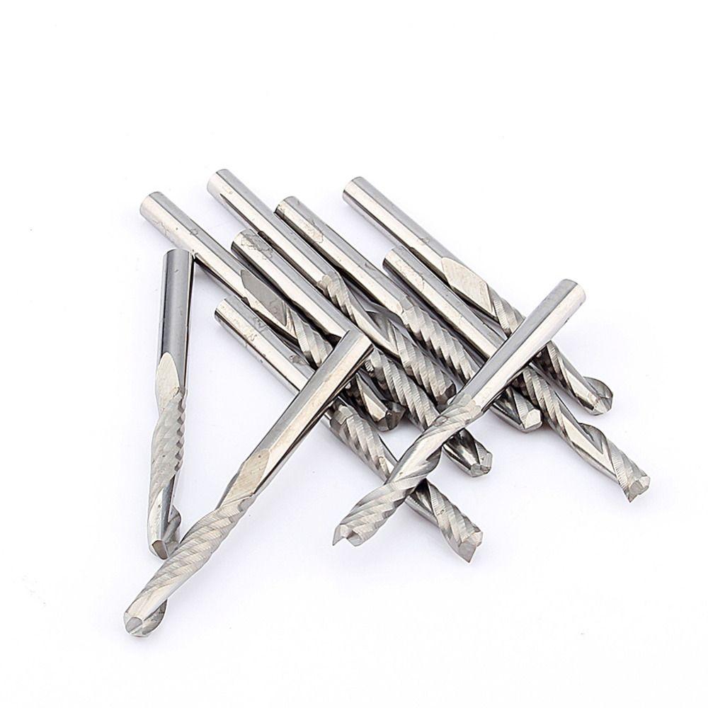 3.175*17mm 10pcs Woodworking Kit Rotary Rasp Engraving Tool Carbide Milling Cutter Router Bits