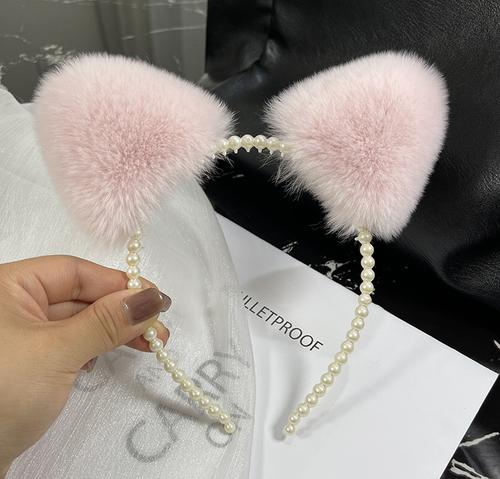 

Повязка для волос для мытья лица, настоящая кроличья шерсть рекс, повязка для волос с кошачьими ушками, сетка, красная повязка для волос, милый плюшевый головной убор для родителей и детей, заколка для волос для девочек розовый