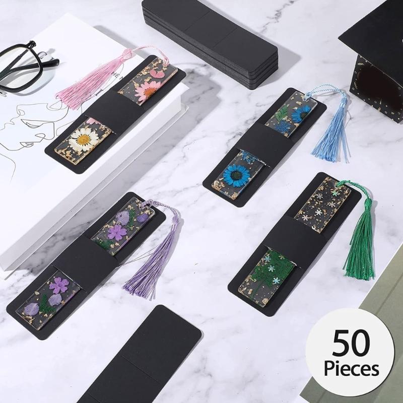 50Pcs Kraft Bookmark Sleeves Bookmark Holder Resin Bookmarks Blank Display Cards for Small Business Packaging Supplies