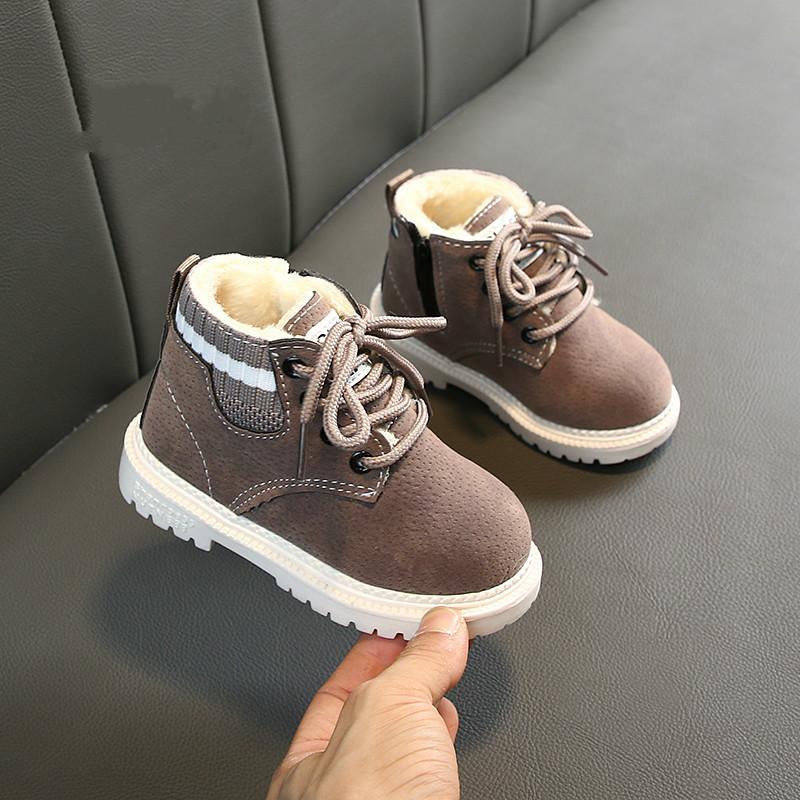 Children Casual Shoes Autumn Winter Snow Boots Boys Shoes  Leather Soft Antislip Girls Boots 21-30 Sport Running Shoes