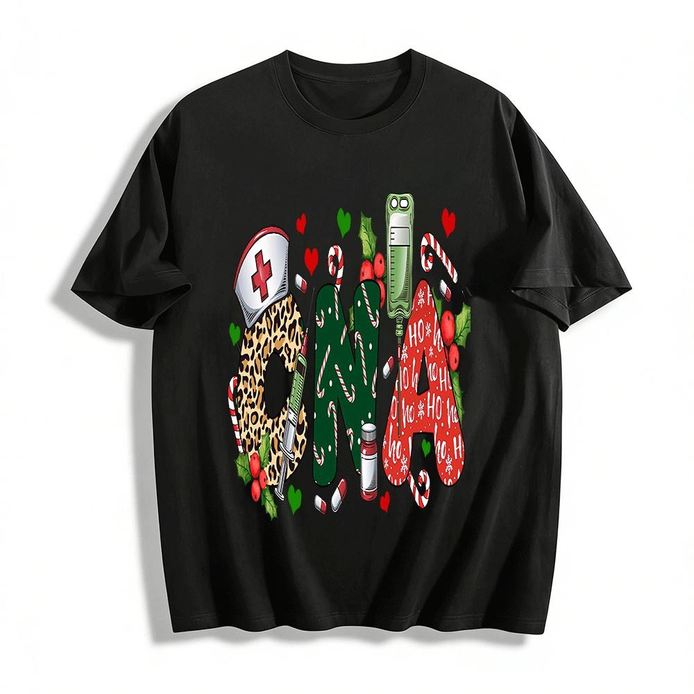 Christmas CNA Certified Nursing Assistant Graphic Top Pure cotton T-shirt XXS