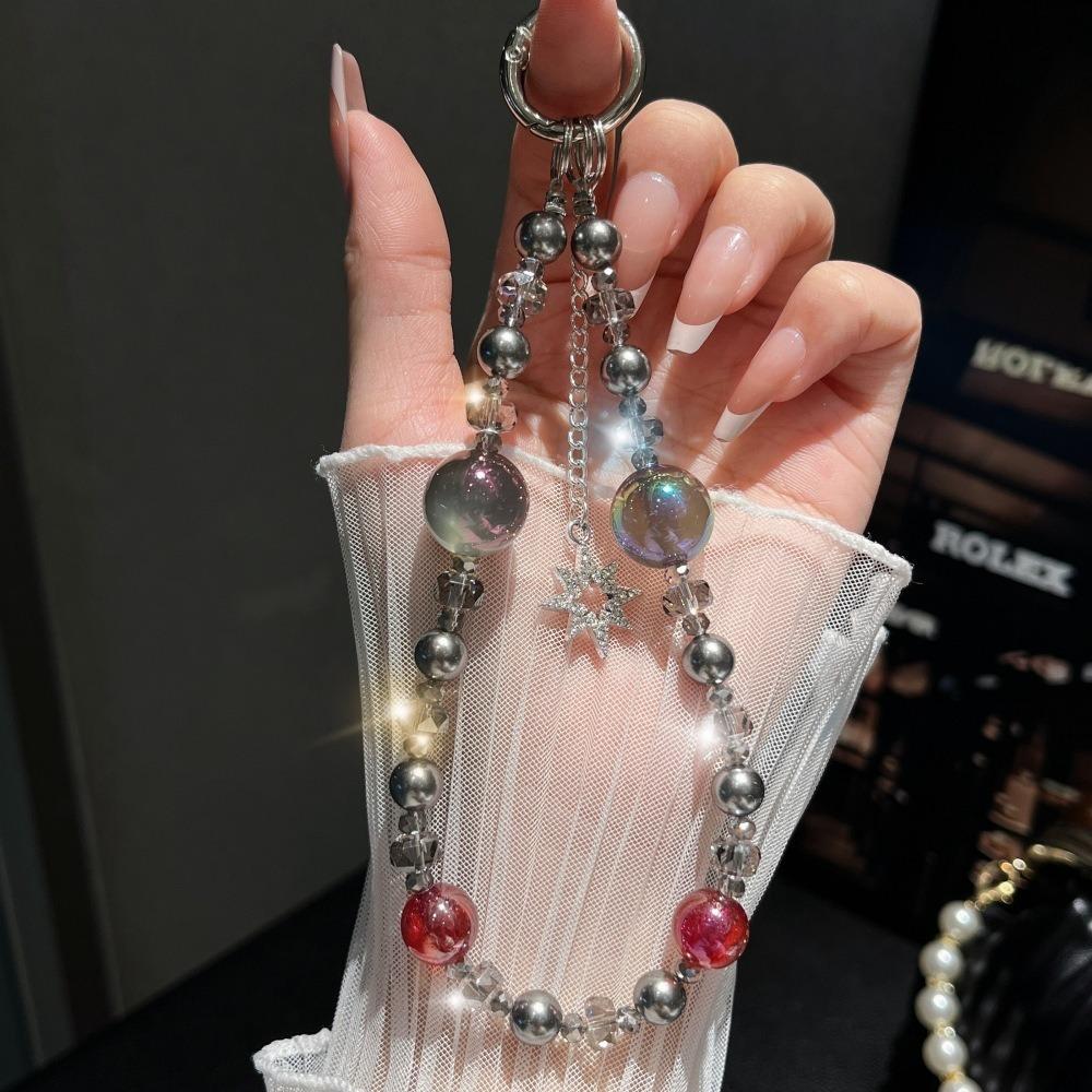 Creative Sparkle Crystal Mobile Phone Lanyard Strap Hand-beaded Anti-Lost Bag Pendant Arts Crafts Colorful Wrist Chain
