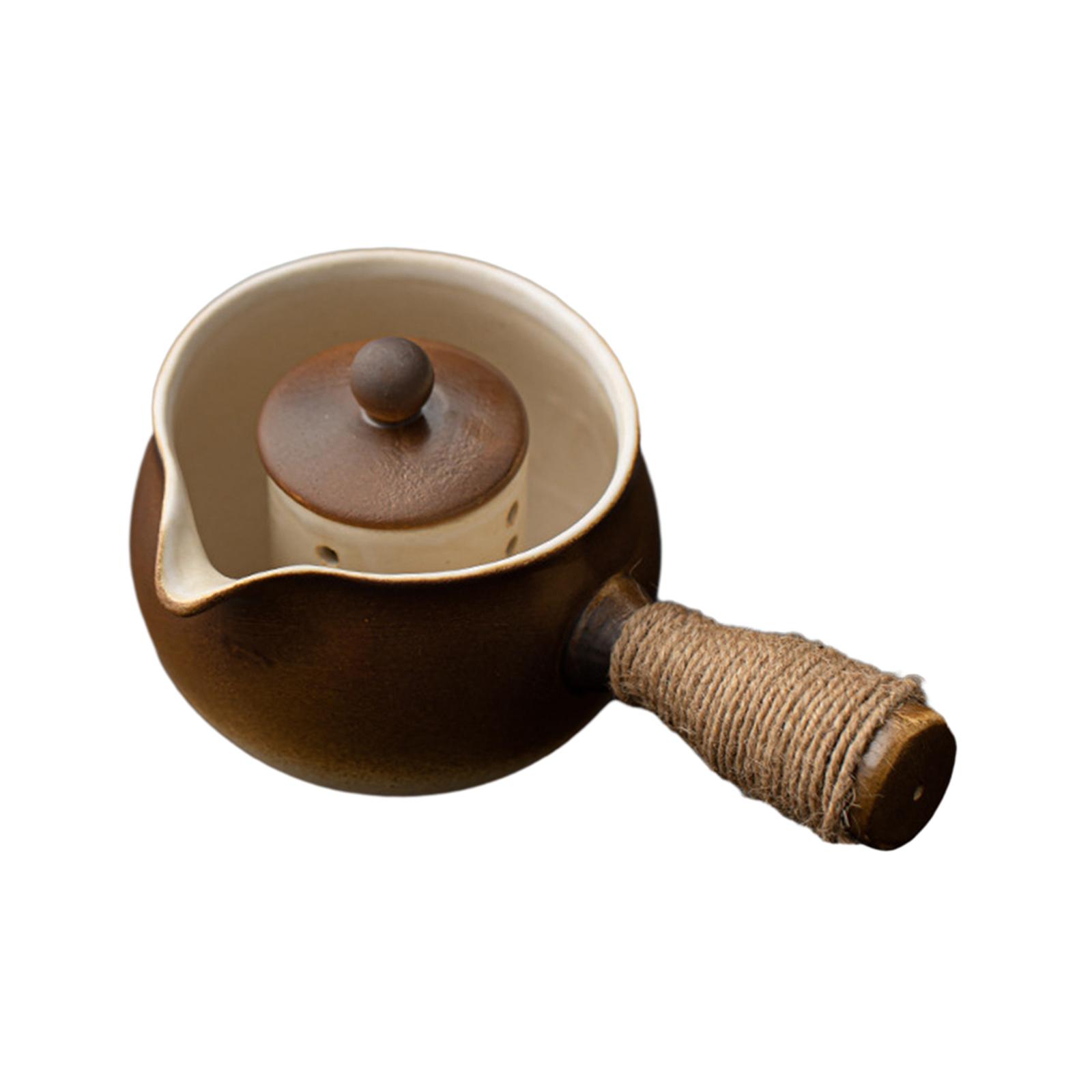 

Керамический чайник Фарфоровый чайник Портативный чайник Чайник для заваривания чая Фарфоровый чайник на одну персону для кухни Чайный домик Походы Пикник на открытом воздухе коричневый