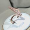 Sterling Silver Creative Letter "N" Shape Ring Ladies Small Zircon Rose Gold Ring Party Birthday Jewelry Gift