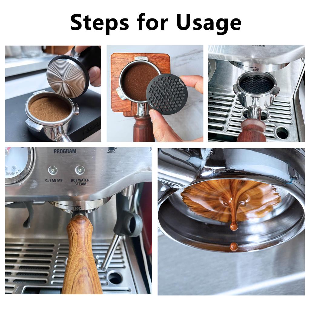 NEOUZA Espresso Pack Screen, 0.8mm Thick Honeycomb Mesh, Reusable Coffee Filter, Compatible with Portafilter Baskets, V4 (Silver, 1 Count, 51mm)