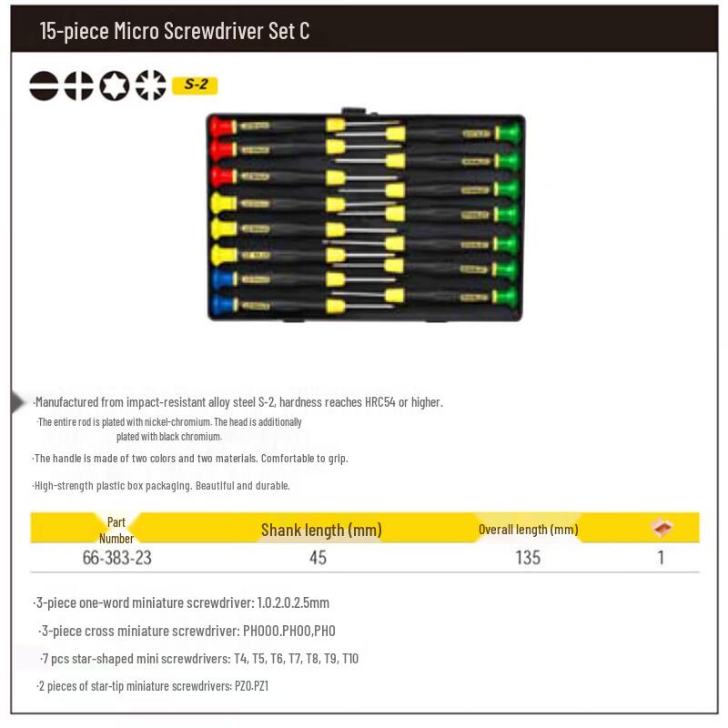 STANLEY 15-Piece Precision Screwdriver & Repair Tool Set