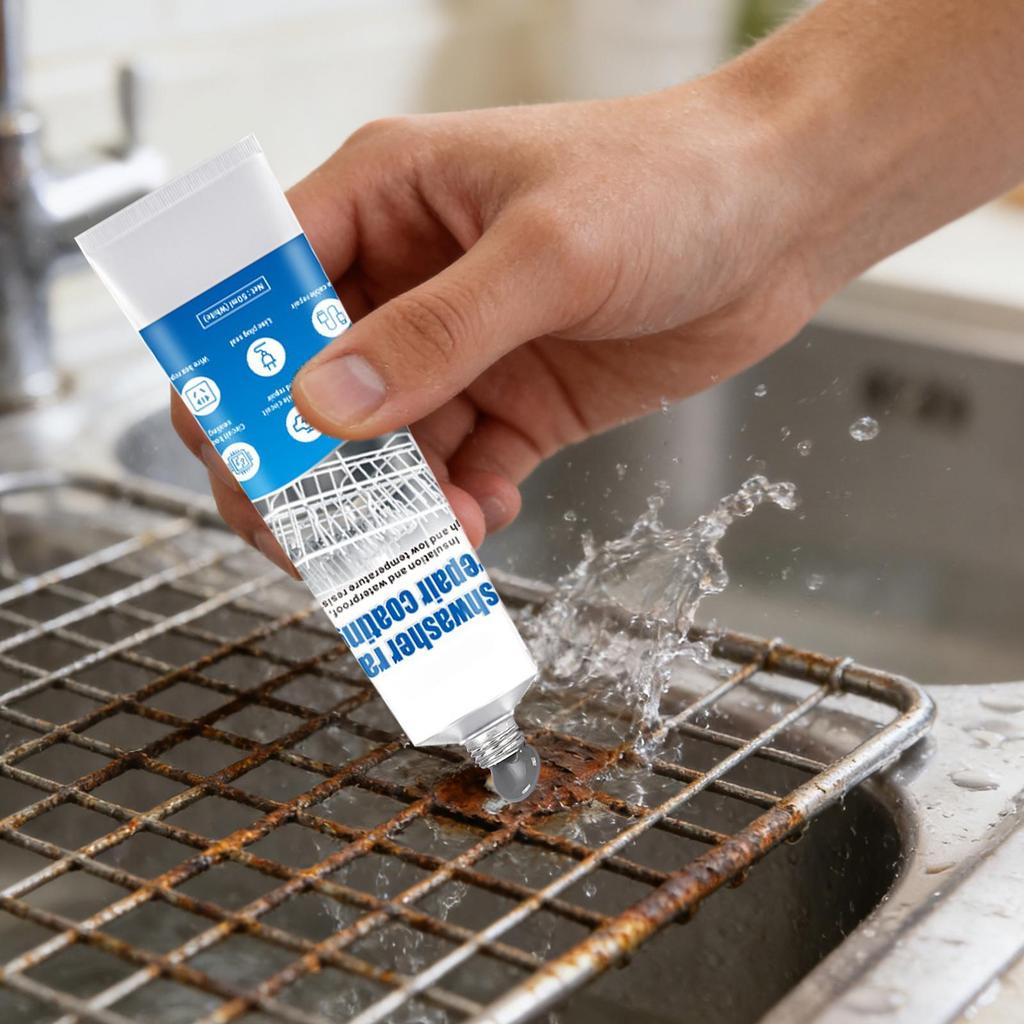 Dishwasher Rack Coating Repair Kit 50ml Anti-Rust Paint Sealant Dishwasher Rack Wire Coating Repair with Tip and Scraper