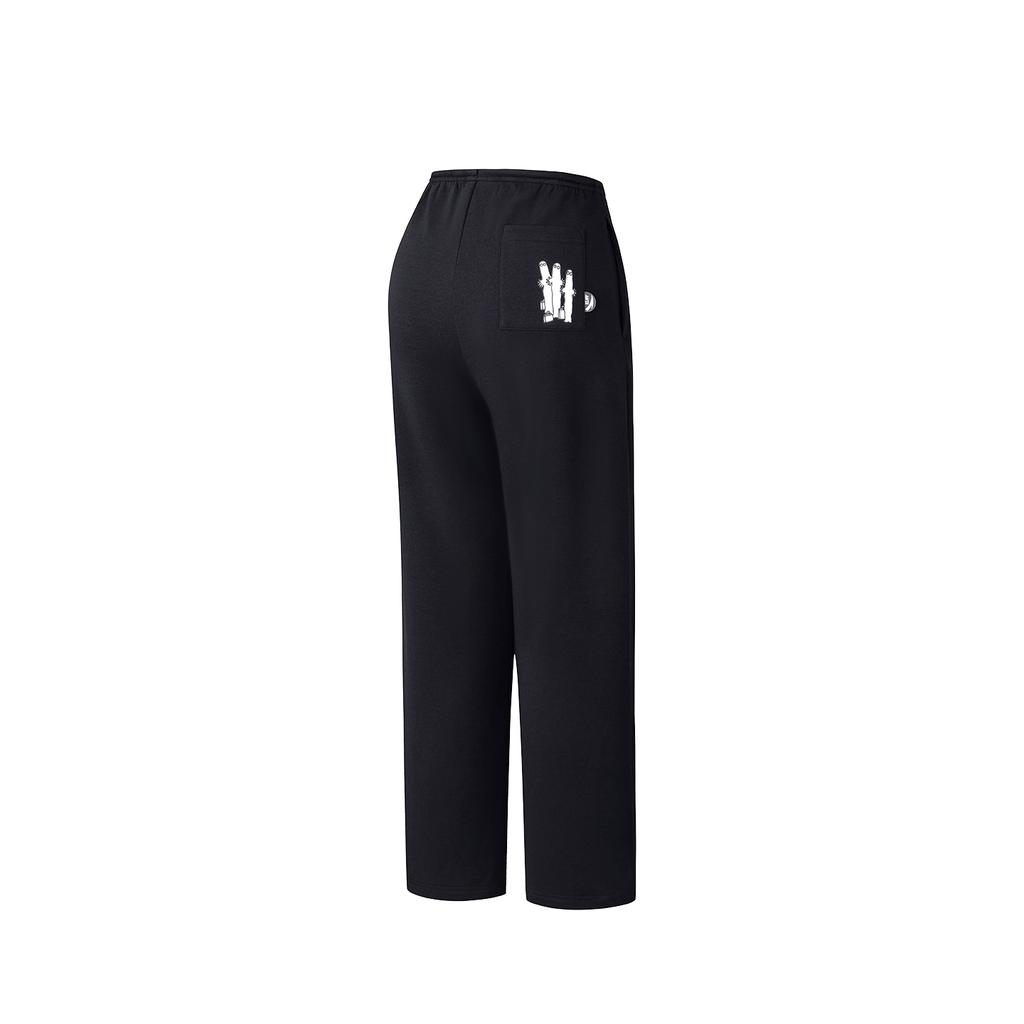 Anta Fashionable Simple Versatile Wide Leg Knitted Sports Pants Women Bottoms Basic-Black 962638304-2