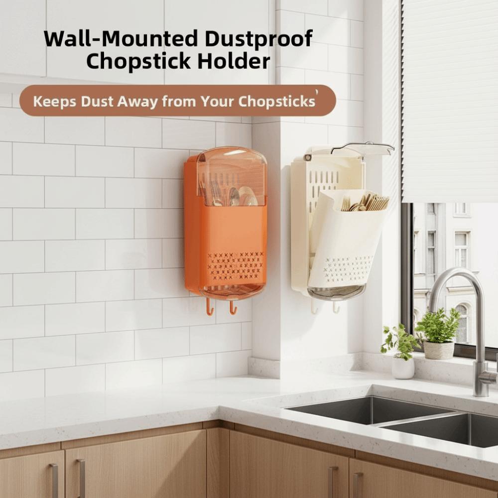 Wall-mounted Chopstick Storage Box Punch-free Kitchen Utensil Holder  Kitchen