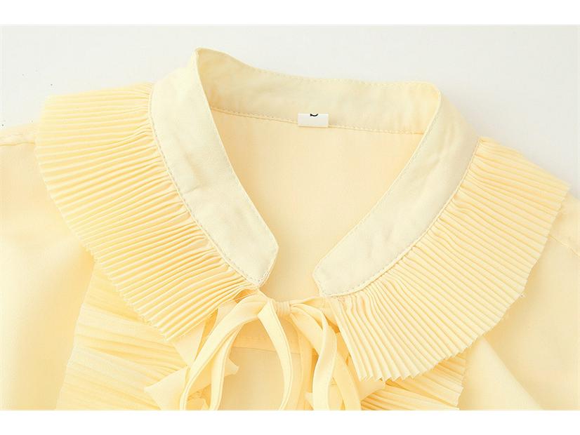 Europäische und amerikanische Damenmode: 2025 Frühling Französisches Rüschen Langarm Oberteil und Midi-Rock Set