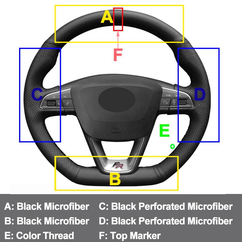Hand Stitching Car Auto Steering Wheel Cover Wrap For Seat Leon FR Cupra Ibiza (FR|CUPRA) Alhambra (FR Line) Arona Ateca Toledo