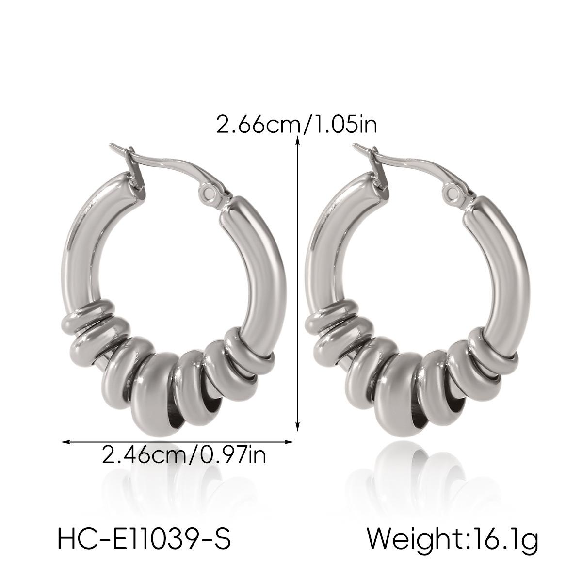 Euro-American style stainless steel color-block earrings, light luxury high-end look, non-fading titanium steel studs