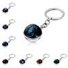 Double Side Glass Ball 12 Zodiac Signs Keychain Metal Key Chain Holder Couples Keychain Gifts Constellation Jewelry Accessories