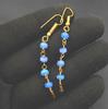 Natural Ethiopian Opal Beads Earrings Blue Multi Fire Opal 14K Gold Cabochon Beaded