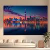 Toronto Skyline Tapestry Wall Hanging, Cn Tower And Rogers Centre At Sunset, City Night View Decor For Living Room Bedroom