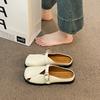 French Flat Bottom Square Head Bag Head Half Slippers Women's Summer Wear 2025 New One-pedal with Skirt Single Shoes Sandals