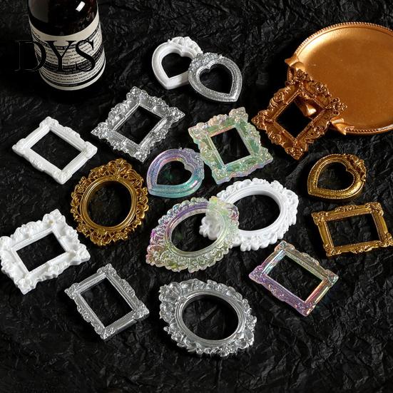 Vintage Mini Photo Frame Baroque Picture Retro Small Tiny Style DIY Accessories for Jewelry Mobile Phone Cases Refrigerator Magnets Craft Sturdy Resin