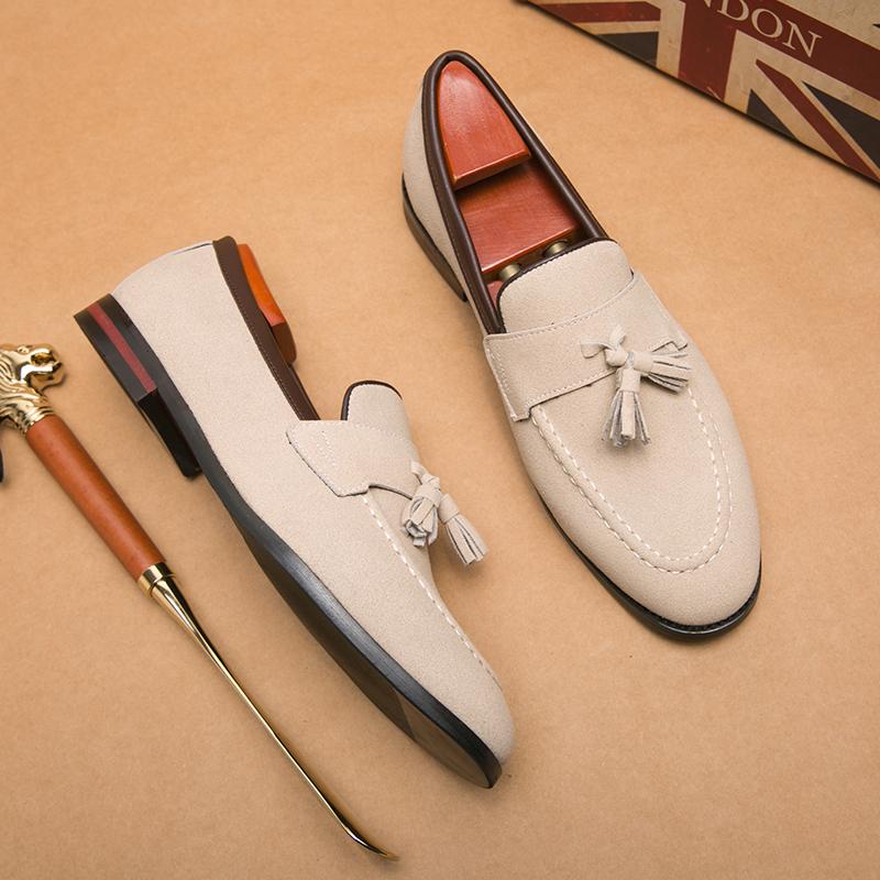 Fashion Genuine Leather Men Dress Footwear Slip On Office Man Formal Shoes Wedding Party Business Flats Breath Driving Loafers Moccasins