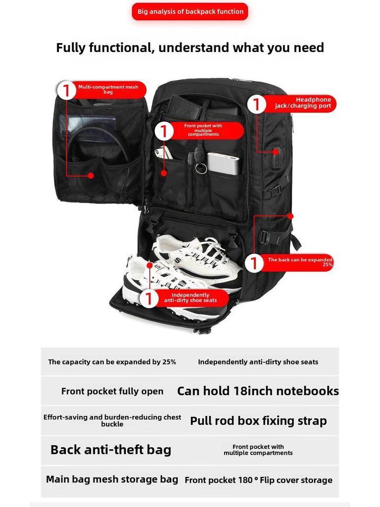 Men's Waterproof Large-Capacity Travel & Sports Backpack for Outdoor & School