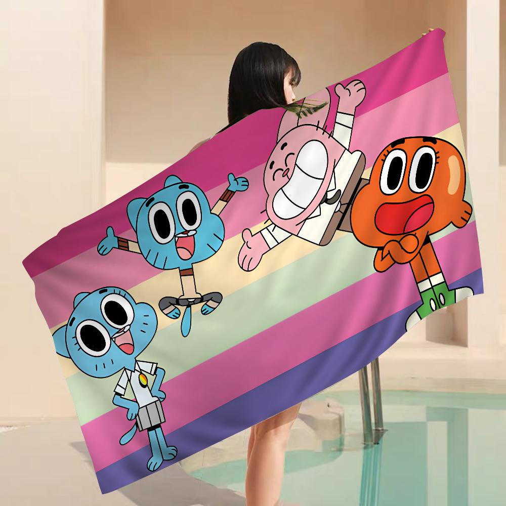 Das A_Erstaunlich Lustige W-Welt G-Gumball Zeichentrick Strandtuch Niedlich Kawaii Zimmerdeko Bad Mädchen Kinder Hand Für Badezimmer Dusche