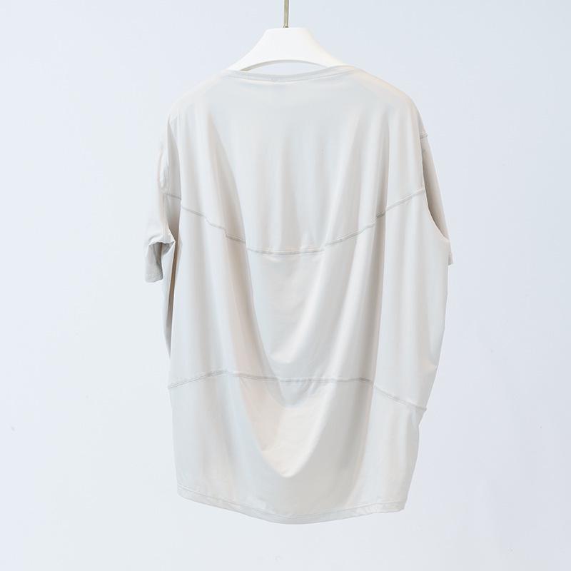 Damen Sommer Eisiges Nylon Yoga Top - Sonnenschutz, Atmungsaktiv, Hohe Elastizität, Lockere Passform, Bequemer Kurzarm für Fitness