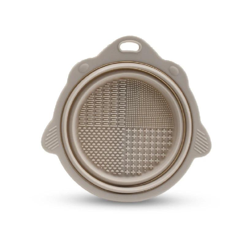 3-in-1 Silicone Cleansing Station - Foldable Makeup Brush & Powder Puff Washer with Massage Nodes, Portable Travel Beauty Tool